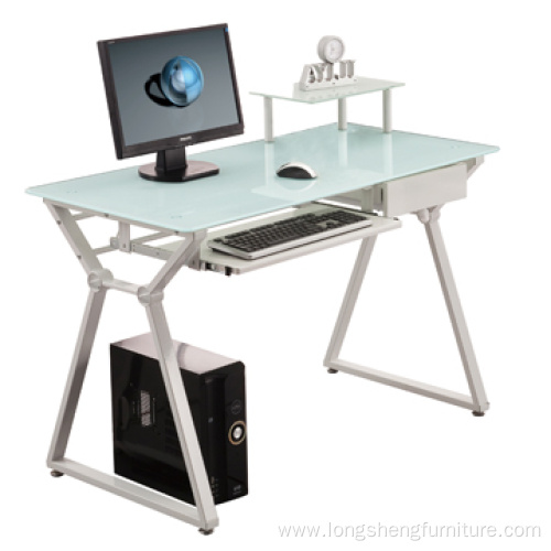 Standard Height Floor Sitting Tempered Glass Computer Desk